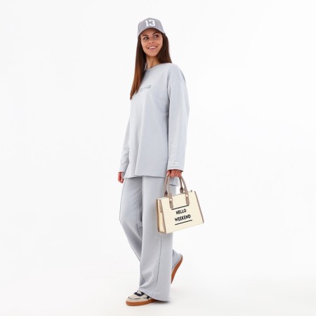 Bag Female Tout with zipper, beige color-9