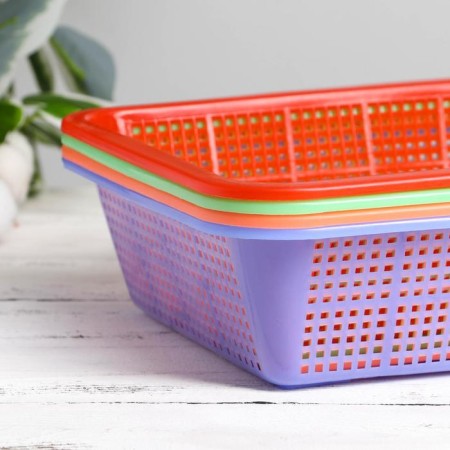 Storage basket, plastic, 32 × 24 × 7.5 cm, color mix-4