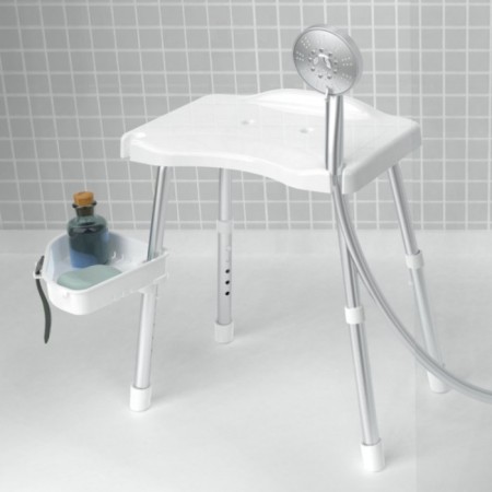 Apollo seat for the bathroom, with a holder, shelf, aluminum, plastic, 30x43 cm, white color