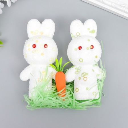 Decor "Zaychat in sprinkling with carrots and grass" set 12 cm
