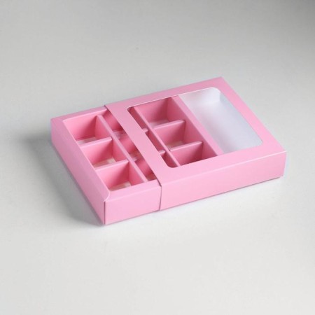 Box for 9 sweets with a shell, pink, 14.5 x 14.5 x 3.5 cm-3