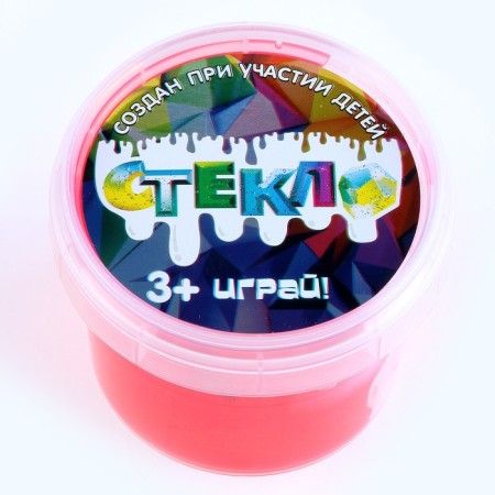 Slime "glass" red with a capsule, gold inside, 90 g in a bank