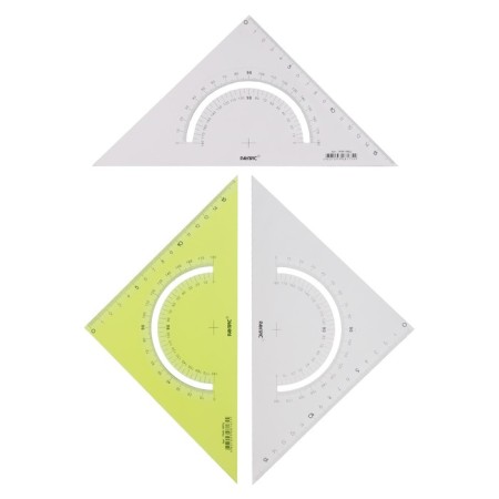 Set of triangles 3 pcs. Calligrata 45* Katet 18 cm, with a transporter, transparent-1