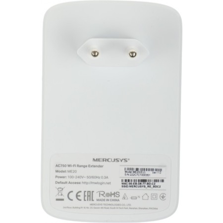 Repeater of the wireless signal Mercusys ME20 AC750 10/100Base-TX White-6