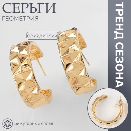 Earrings “Geometry” Ornament, Color Gold, D = 2.8 cm