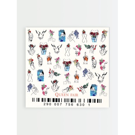 Slider - Tender Flowers nail design, multi -colored-3