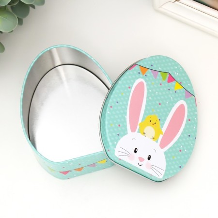 Casket Metal Egg "chicken on the head of a bunny" 11.7x9.2x4.5 cm-3