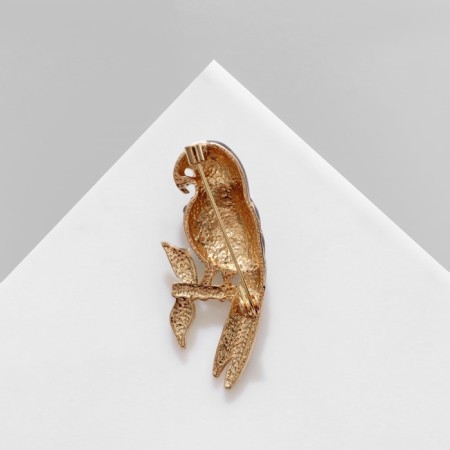 Broach "Bird" Parrot, colored in gold-1