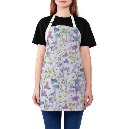 Apron kitchen with a photo print "Field flowers", adjustable, size OS