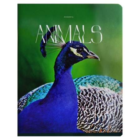A notebook of 96 sheets in a cage on a clip "Animals", cover coated cardboard, glossy lamination, mix-2