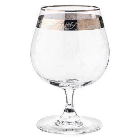 Set of glasses for brandy Sylvia, Panto, platinum tape decor, 400 ml X 6 pcs.