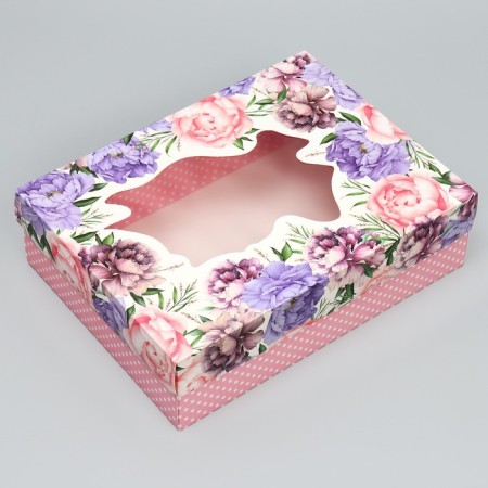 Gift box, packaging, "peonies", 32 x 24 x 9 cm-1