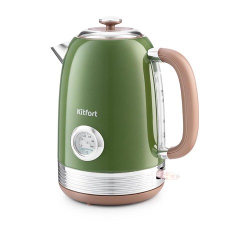 Electric kettle KitFort KT-6110, Metal, 1.7 L, 2200 W, Auto Completion, Green