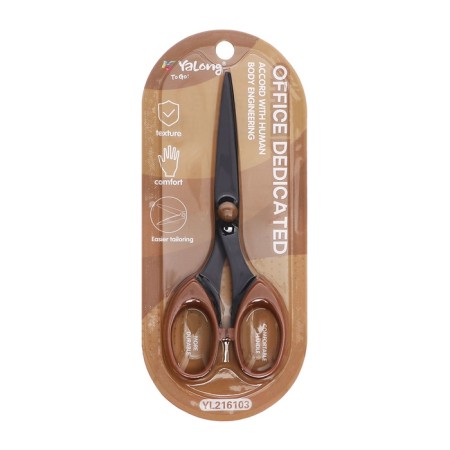Chancellery scissors 15.8 cm office, black blade, plastic handles, blister, mix-3