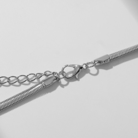 Piece with pearls "Style" bead in oval, white color in silver, 40 cm-3