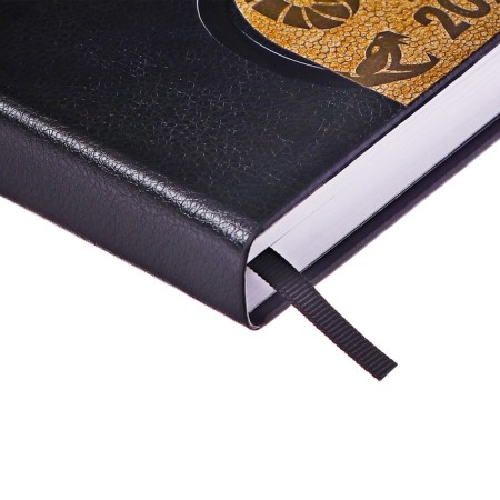 Dated diary 2025, A5, 176 sheets, Hong Kong, solid cover, pancake embossing, with liesse, block 80 g/m2, black-2
