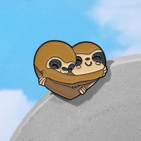 The icon "Two sloths" heart, brown color in ferrous metal-1
