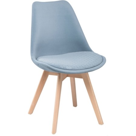 Wooden stool Bonuss array of beech/velor, natural/blue 49x56x81 cm-4