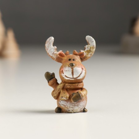 Polystone souvenir "Little elk in a scarf" Cinnamon MIX 2x3.5x5 cm