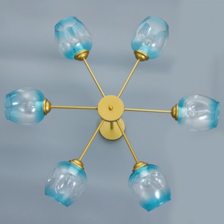 Murano chandelier 6he27 60W Blue gold 78x78x35cm Bayerlux-4