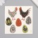 Tattoo on the body Color "chickens and eggs. Stylization" 10x10 cm