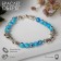 Bracelet amulet "Glazik" turtles, blue color in silver, 6 cm