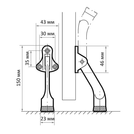Door locomard lock, "goat leg", black color-15