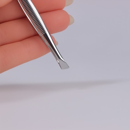 Pinzet begged, wide, 8.5 cm, silver color-5