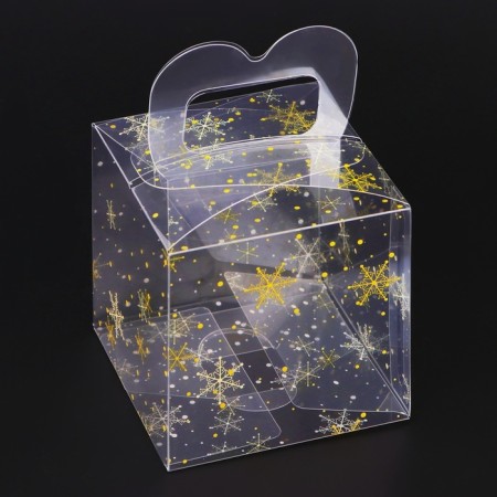 New Year. Box Gift New Year Folding PVC "Snowflakes" 7 x 7 x 7 cm.-1