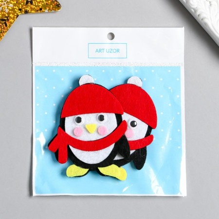 Decor for the creativity of felt "Penguin in the cap and scarf" 8x6.4 cm-3