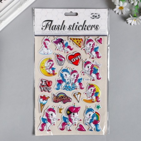 Sticker Plastic volumetric "unicorns" mix 28x15 cm-4