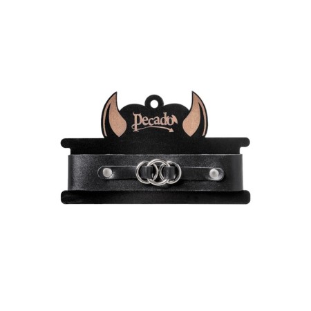 Pecado BDSM chocker-sewer, with connected rings on the substrate, genuine leather, black-6