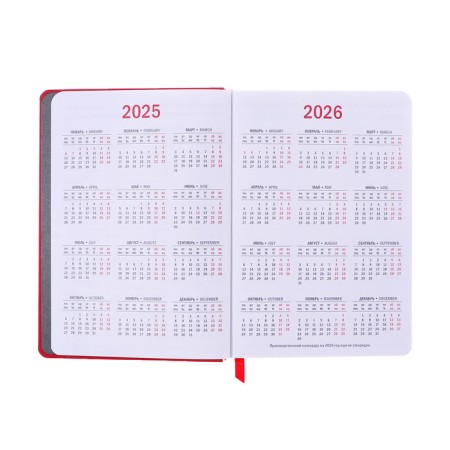 Dated diary 2025, A6+, 176 sheets "Lyon", solid cover, pancake embossing, with liesa, block 80 g/m2, red-6