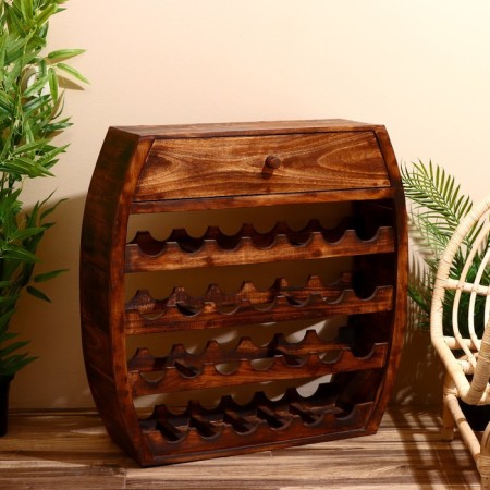 Barbali bottles stand 80x25x80 cm, Albezia tree, brown