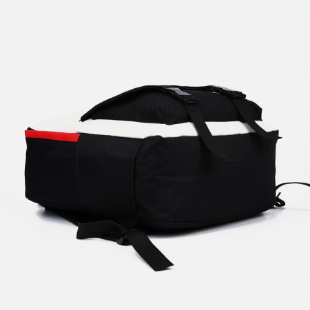 A backpack with a zipper, an outer pocket, a set of a chover, bag, black color-5