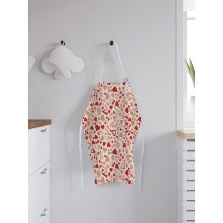Apron of a kitchen with a “various hearts” photo print, adjustable, size OS-1