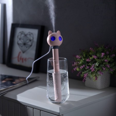 Air humidifier "Cat" HM-22, ultrasonic, submersible, portable, USB, pink