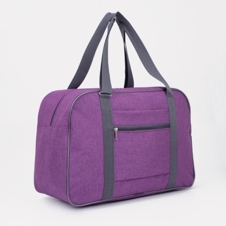 Road bag with lightning, external pocket, suitcase holder, lilac color