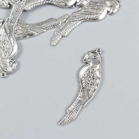 Decor for creativity Metal "Parrot" set 6 pcs silver 1.6x5.5 cm-1