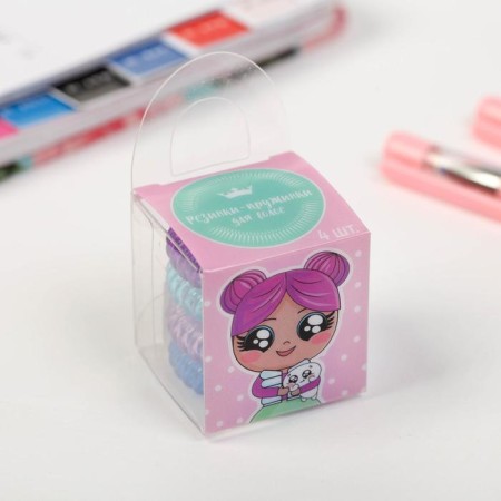 Hair gum spring "Claire", 4 pcs, diam 3.5 cm-4