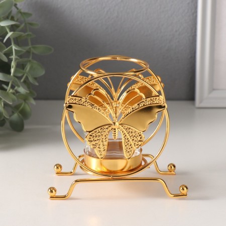 Summary Metal for 1 candle "Butterfly in a circle" d = 4.5 cm gold 6.2x11.2x10.5 cm