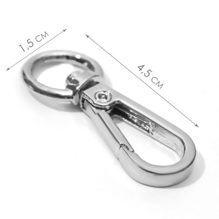 Metal carbine, 45 × 15 mm / 10 × 2.2 mm, 5 pcs, silver color-1