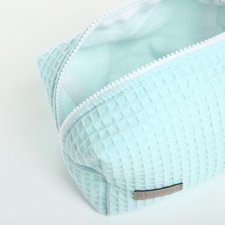 Cosmetic bag at the zipper textura, turquoise color-7