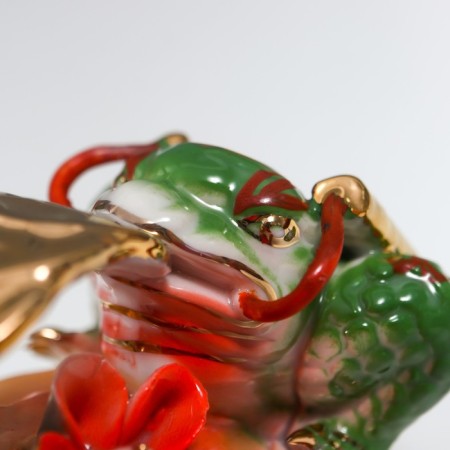 NECC Ceramics "Two toads on the Sakura branch" 8x6.5x16 cm-4