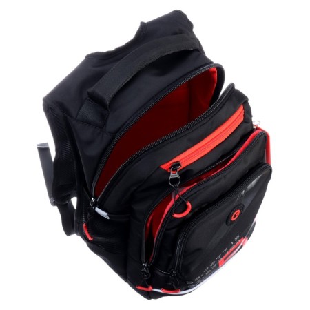 School backpack, 40 x 25 x 22 cm, Grizzly, ergonomic back, laptop department, black/red-7
