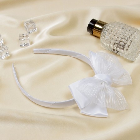 Hair cap "Schoolgirl" strips, 1 cm, white