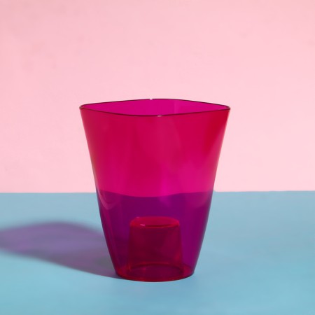 Pot for orchids, 1.5 l, 13 × 17 cm, plastic, transparent raspberry