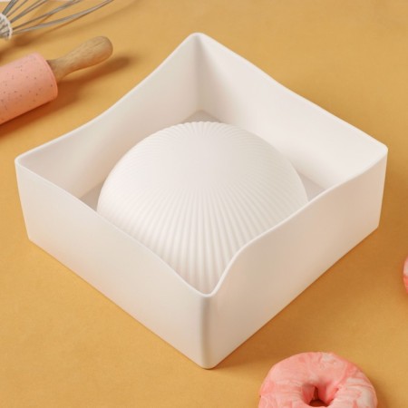 Form for mousse desserts and baking konfinetta "hemisphere", silicone, 19.4 × 8 cm, d = 16 cm. Color white-2