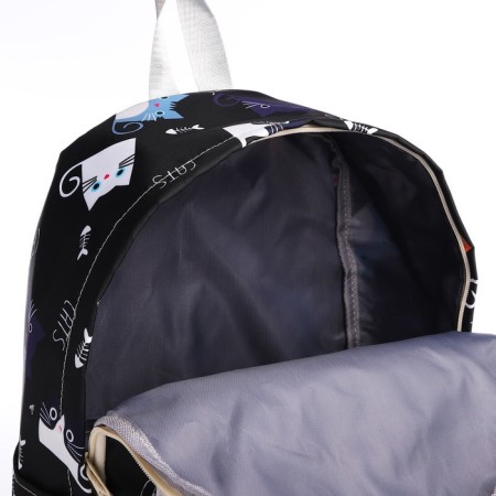School backpack from textiles on lightning, 3 pockets, black color-5