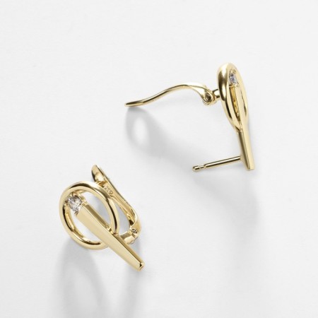 Earrings with rhinestones Xuping comet, white color in gold-1